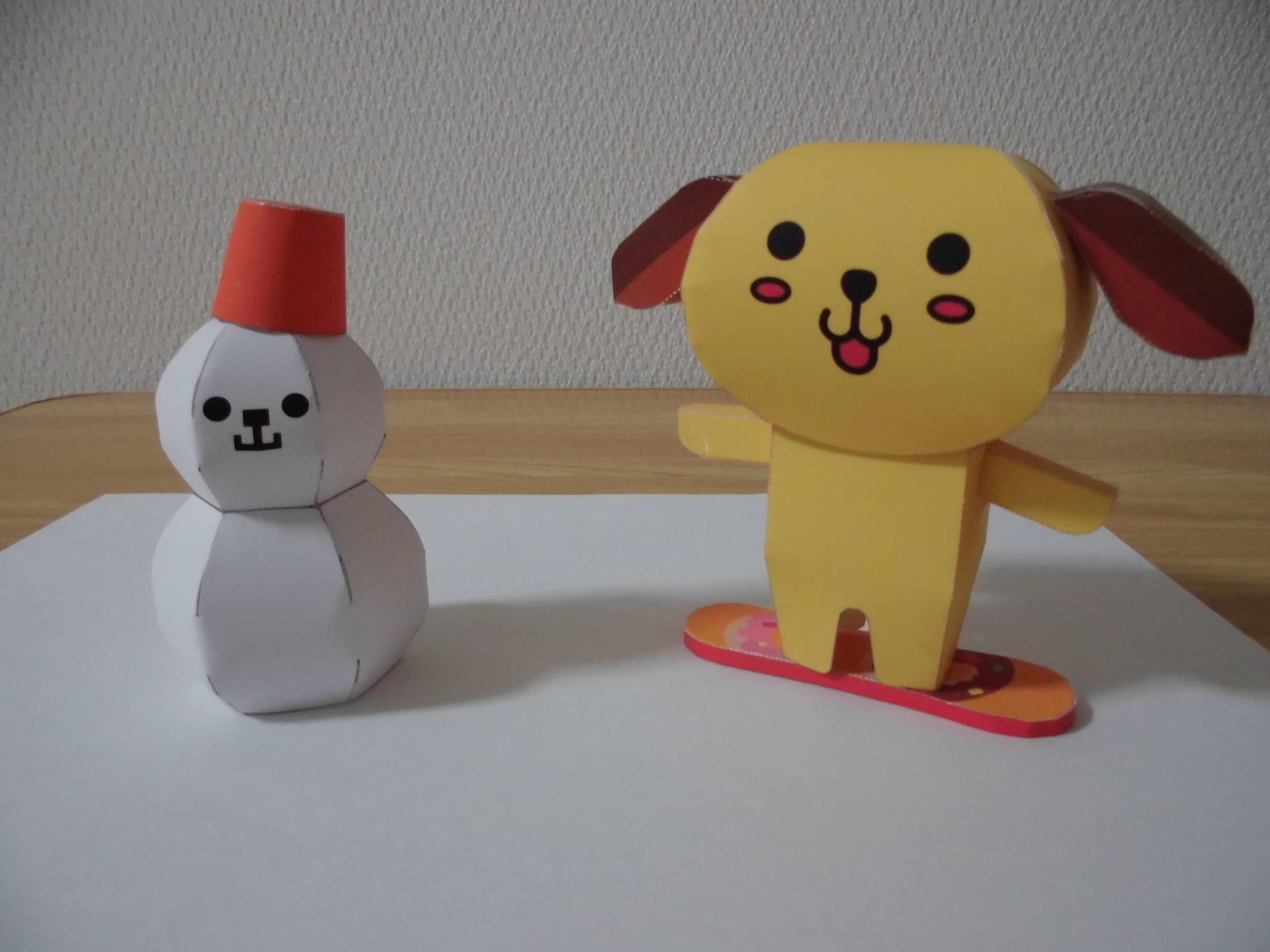 My KIRIN ラテちゃんのペーパークラフト 雪だるま・スノーボード
